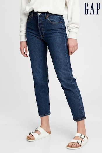 Gap Blue High Waisted Cheeky Straight Fit Jeans (P94718) | £60