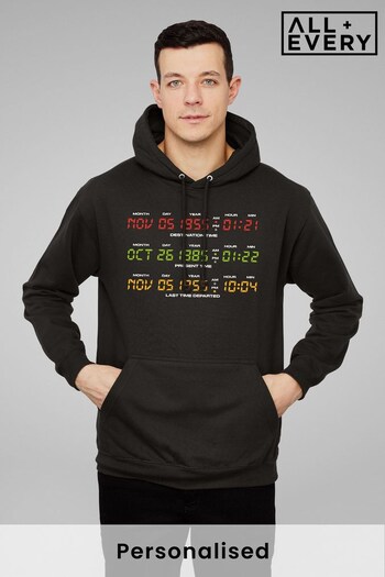 All + Every Black Back to the Future Nov 5 1955 Last Time Departed Men's Hooded Sweatshirt by All + Every (P95161) | £40