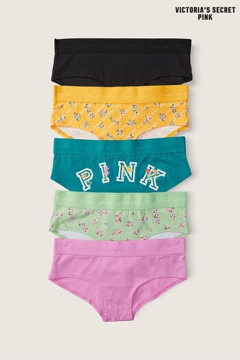 Victoria's Secret PINK Black/Pink/Green/Orange Hipster Cotton Logo Knickers 5 Pack (P95226) | £25
