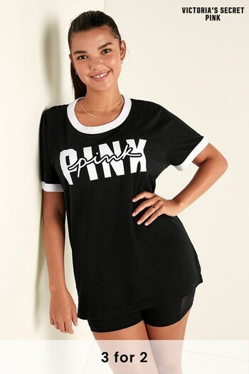 Victoria's Secret PINK Pure Black Short Sleeve T-Shirt (P95305) | £30