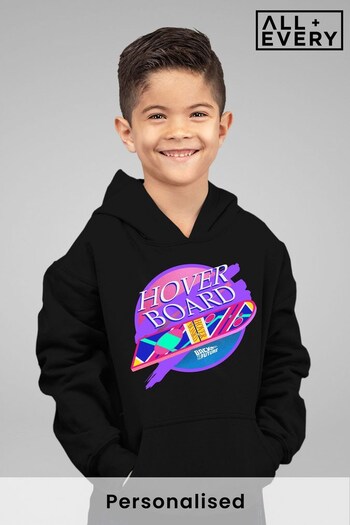 All + Every Black Back to the Future Marty Mcflys Vaporwave Hoverboard Kids Hooded Sweatshirt by All + Every (P95387) | £29