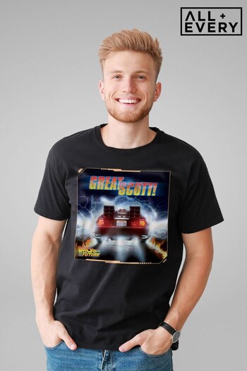 All + Every Black Back to the Future Delorean Great Scott Men's T-Shirt (P95389) | £23