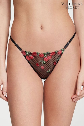 Victoria's Secret Cherry Black Thong Embroidered Knickers (P95650) | £25