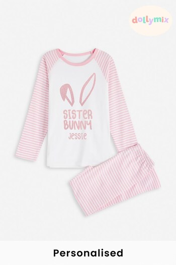 Personalised Kids Easter Pink Heart Pyjamas by Dollymix (P95981) | £28