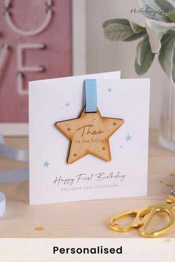 Personalised Wooden Star Hanging Keepsake Birthday Card by No Ordinary Gift (P96351) | £10