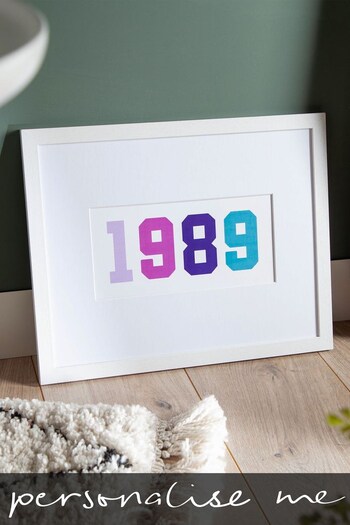 Personalised Bold Birth Year Framed Print by No Ordinary Gift (P96365) | £38