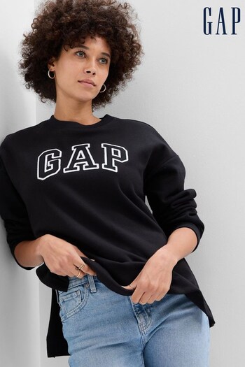 Gap Black Relaxed Logo Tunic Long Sleeve Crew Neck Sweatshirt (P96386) | £40