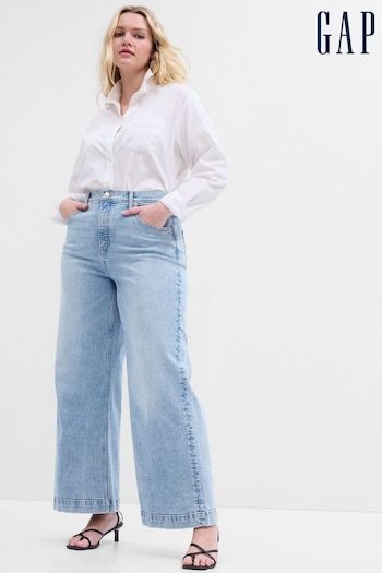 Gap Blue High Rise Wide-Leg Crop Jeans with Washwell (P96487) | £50