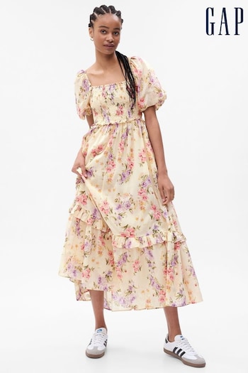 Gap Cream LoveShackFancy Floral Puff Sleeve Maxi Dress (P96903) | £99
