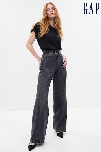 Gap Black High Waisted Wide Leg delave Jeans (P96906) | £50