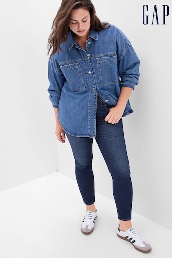 Gap Dark Wash Blue with Washwell High Waisted True Skinny Fit Sandales Jeans (P96919) | £55