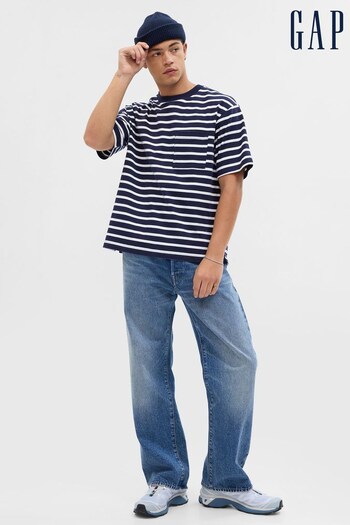 Gap Blue Relaxed Stripe Pocket Short Sleeve T-Shirt (P96934) | £40