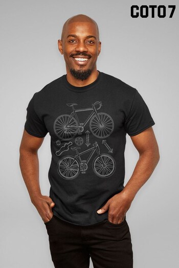 Coto7 Black Bicycle Line Drawing Men's T-Shirt by Coto7 (P97474) | £21