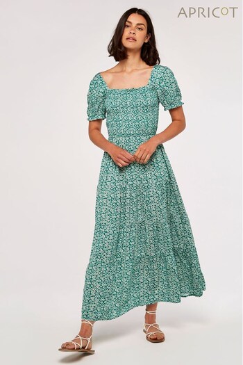 Apricot Green Bloom Daisies Milkmaid Maxi Dress (P97616) | £38