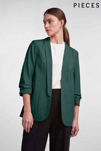 PIECES Green Ruched Sleeve Blazer (P98121) | £42