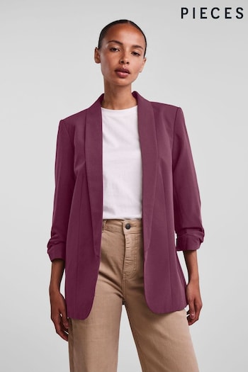 PIECES Purple Ruched Sleeve Blazer (P98122) | £42