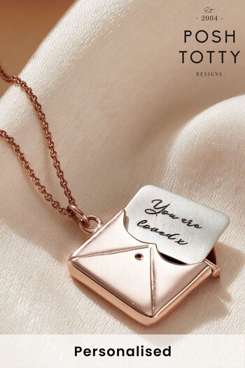 Personalised Script Message Envelope Necklace by Posh Totty (P98154) | £105