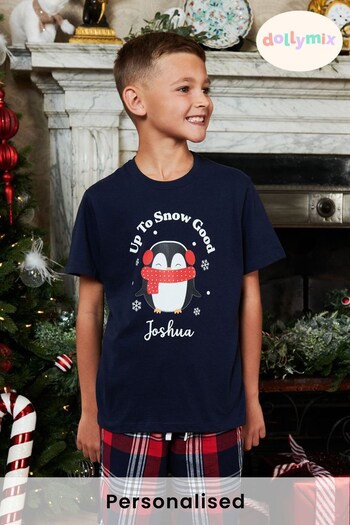 Personalised Christmas Penguin Boys Pyjamas by Dollymix (P98203) | £30