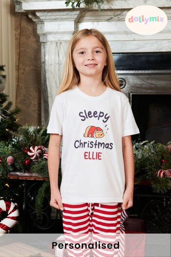 Personalised Sleepy Christmas Girls Pyjamas by Dollymix (P98208) | £30