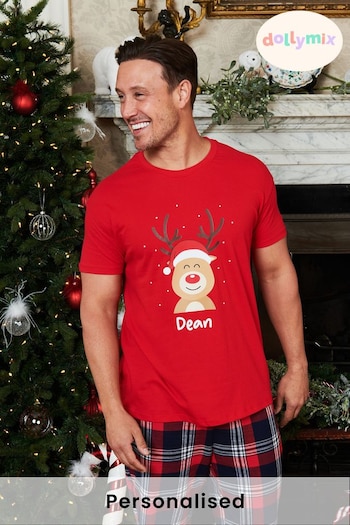 Personalised Christmas Reindeer Mens Pyjamas by Dollymix (P98273) | £30