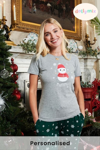 Personalised Christmas Snowman Womens Pyjamas by Dollymix (P98278) | £30