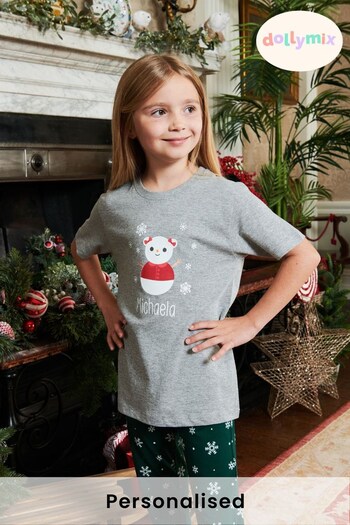 Personalised Christmas Snowman Girls Pyjamas by Dollymix (P98281) | £30