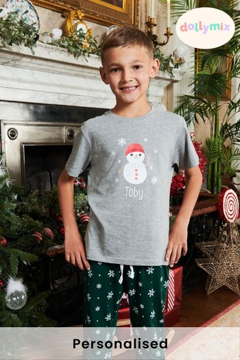 Personalised Christmas Snowman Boys Pyjamas by Dollymix (P98282) | £30