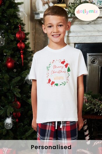 Personalised Christmas Wreath Boys Pyjamas by Dollymix (P98295) | £30