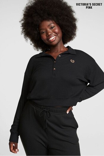 Victoria's Secret PINK Pure Black Thermal Henley Sleep Shirt (P98531) | £26