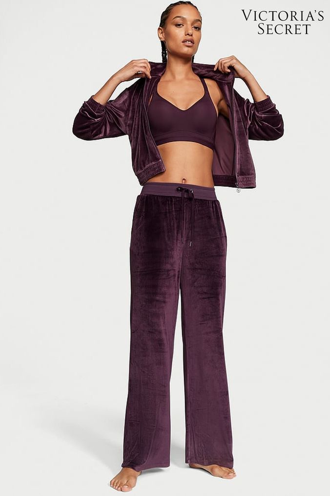 Purple velvet joggers sale