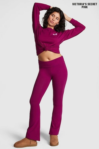 Victoria's Secret PINK Vivid Magenta Pink Cotton Foldover Flare Legging (P98546) | £36