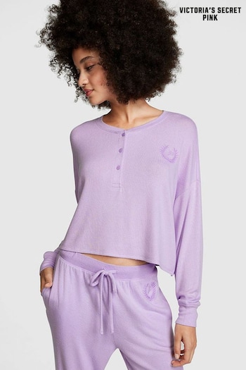 Victoria's Secret PINK Pastel Lilac Purple Cosy Long Sleeve Sleep Shirt (P98557) | £26