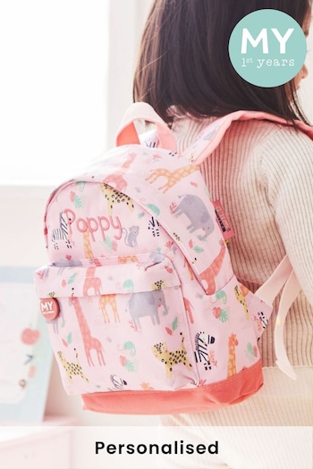 Personalised Pink Safari Print Mini Backpack by My 1st Years (P98693) | £28