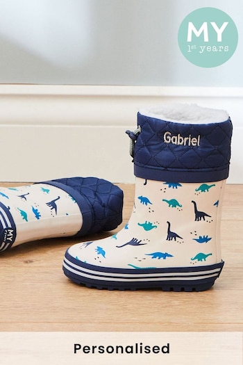 Personalised Grey Dino Rubber Wellies by My 1st Years (P98705) | £32