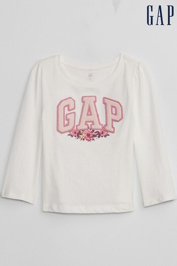 Gap White Graphic Long Sleeve T-Shirt (P98799) | £10
