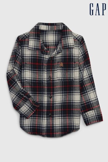 Gap Black Organic Cotton Flannel Long Sleeve Shirt (P98802) | £18