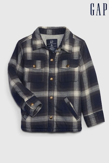 Gap Blue Organic Cotton Sherpa-Lined Shirt Jacket (P98805) | £50