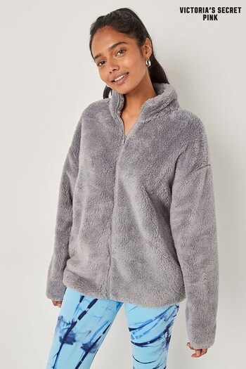 Victoria's Secret PINK Grey Oasis Teddy Full Zip Jacket (P98969) | £20