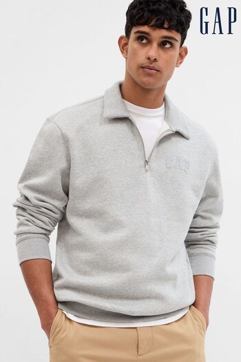 Gap Grey Mini Arch Logo Half-Zip Up Long Sleeve Sweatshirt (P99246) | £45