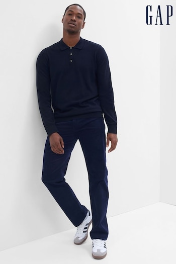 Gap Navy Long-Sleeve Polo Knit Shirt (P99249) | £30