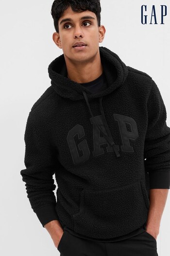 Gap Black Logo Sherpa Long Sleeve Hoodie (P99251) | £40