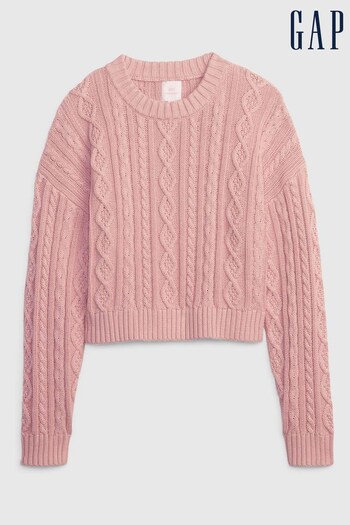 Gap Pink LoveShackFancy Cable-Knit Cropped Jumper (P99256) | £35