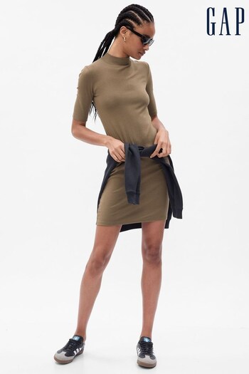 Gap Brown Modern Mock Neck Mini Dress (P99273) | £45