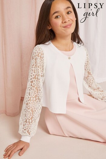 Lipsy Ivory Lace Sleeve Occasion Cardigan (P99335) | £15 - £19.50