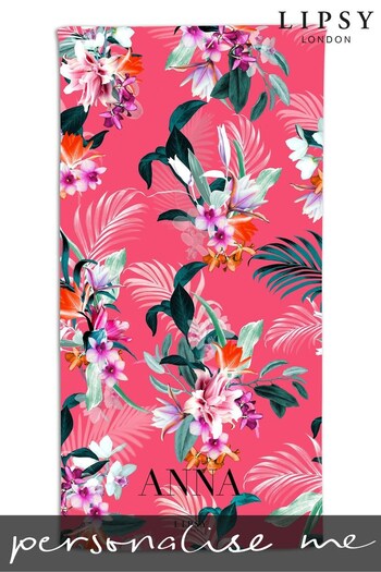 Lipsy Tayla Tropical Personalised Lipsy Beach Towel Tropical Pattern (P99336) | £26
