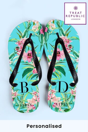 Personalised Lipsy Tropical Flip Flops by Treat Republic (P99343) | £25