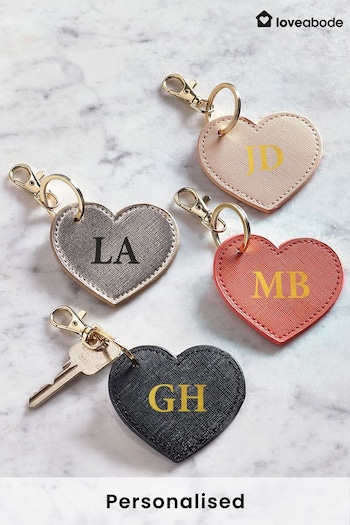 Personalised Heart PU Leather Keyring by Loveabode (P99436) | £10