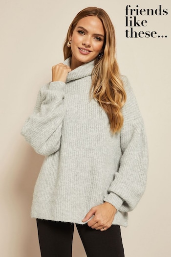 Friends Like These Grey Cosy Roll Neck Rib Jumper (P99520) | £36