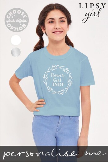 Personalised Lipsy Flower Girl Name Wreath Kid's T-Shirt (P99681) | £15