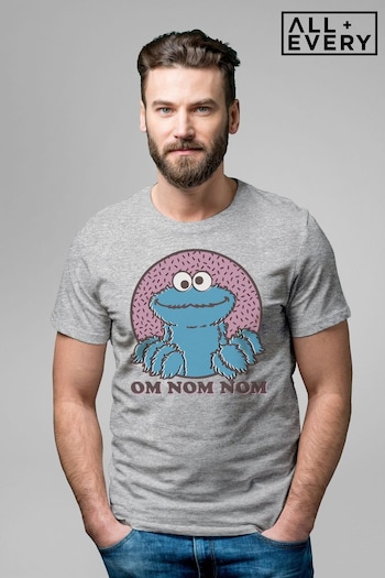All + Every Sport Grey Sesame Street Cookie Monster Om Nom Nom Men's T-Shirt by All+Every (P99748) | £22